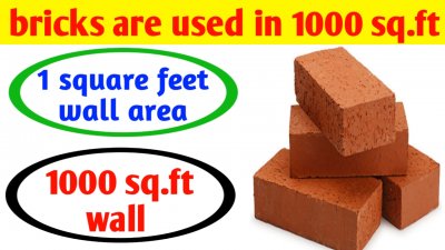 How many bricks required for 1000 square feet house & brick wall