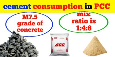 cement consumption in PCC 1:4:8 and M7.5