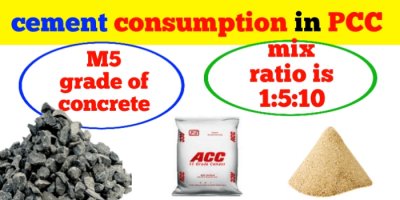 cement consumption in PCC 1:5:10 and M5