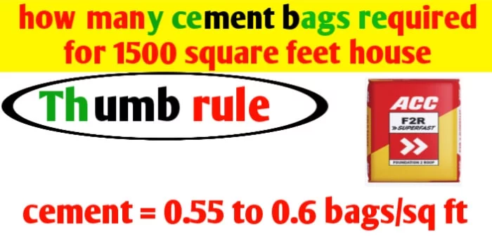 How many cement bags required for 1500 square feet house?
