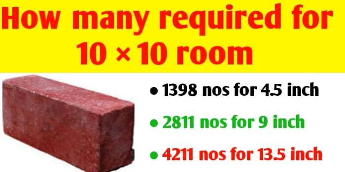 How many bricks required for 10×10 (100 sq ft) room 4.5 & 9 inch brick wall