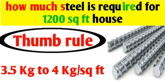 How much steel is required for 1200 sq ft house