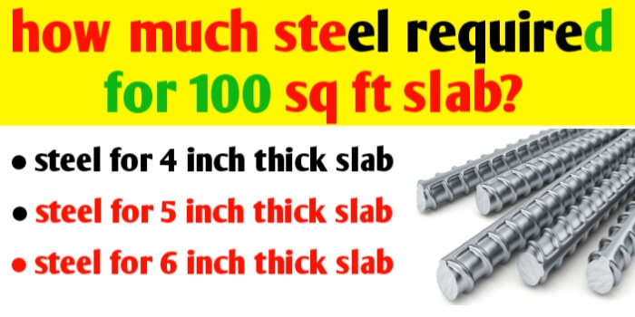How much steel required for 100 sq ft slab?