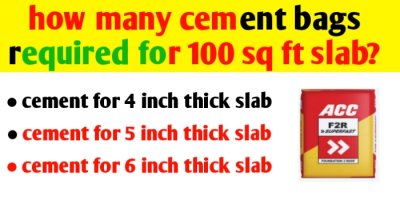 how many cement bags required for 100 sq ft slab