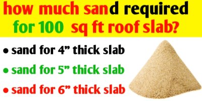 How much sand required for 100 sq ft roof slab?