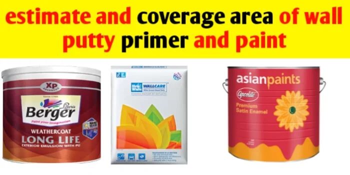Estimate and coverage area of wall putty,primer and paint