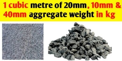 1 cubic meter 20mm,10mm & 40mm aggregate weight in Kg