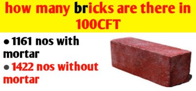 How many bricks are there in 100 CFT | brick calculation in CFT