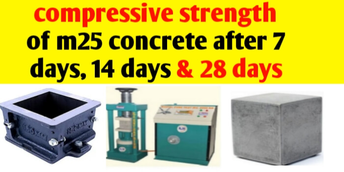 Compressive strength of M25 concrete after 7 days & 28 days