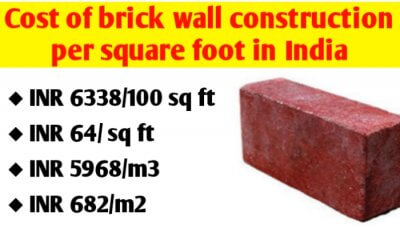 What is the cost of brick wall construction per square foot in India?