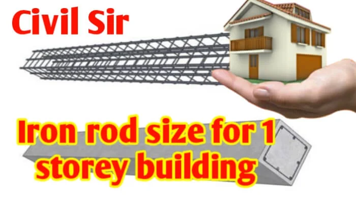Iron rod size for 1 Storey building for footing, column, beam & slab