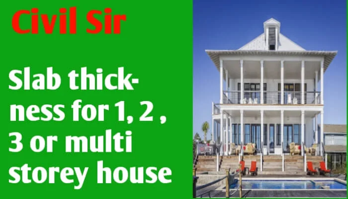 Roof slab thickness for 1, 2, 3 or multi storey house