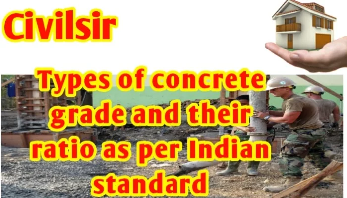 Types of concrete grade and their ratio as per Indian Standard