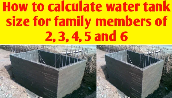 How to calculate water tank size for family of 2, 3, 4, 5 and 6