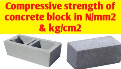 Compressive strength of concrete block in N/mm2 and Kg/cm2