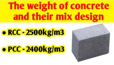 The weight of concrete and their mix design