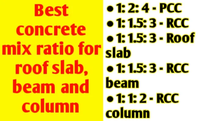 Best concrete mix ratio for roof slab, beam and column