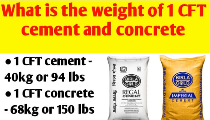 What is the weight of 1 CFT cement and concrete