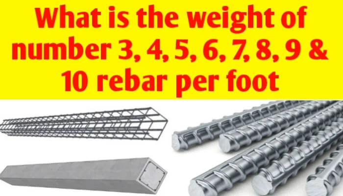 Weight of number 3, 4, 5, 6, 7, 8, 9 & 10 rebar per foot