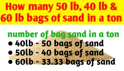 How many 50 lb, 40 lb and 60 lb bags of sand in a ton