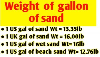 Weight of gallon of sand and pounds converter