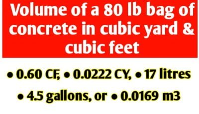 Volume of a 80 lb bag of concrete in cubic yard & cubic foot