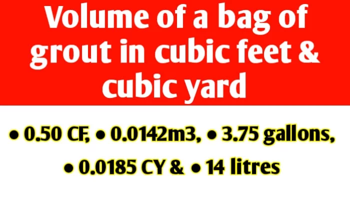 Volume of a bag of grout in cubic feet and cubic yard