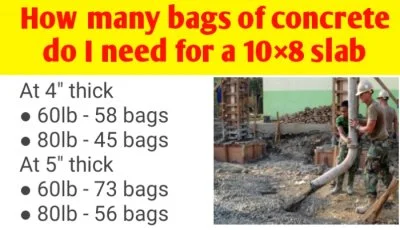How many bags of concrete do I need for a 10×8 slab