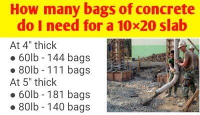 How many bags of concrete do I need for a 10×20 slab