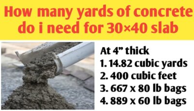 How many yards of concrete do I need for a 30×40 slab