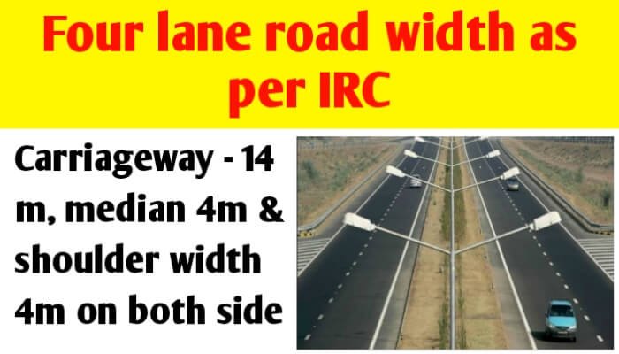 4 lane road width in India as per IRC