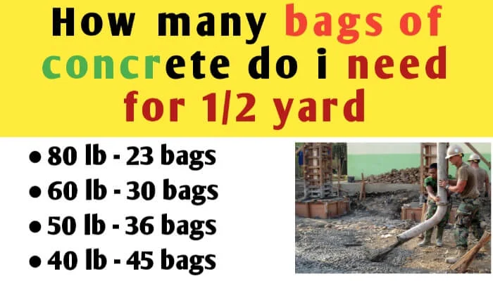 How many bags of concrete do I need for 1/2 yard