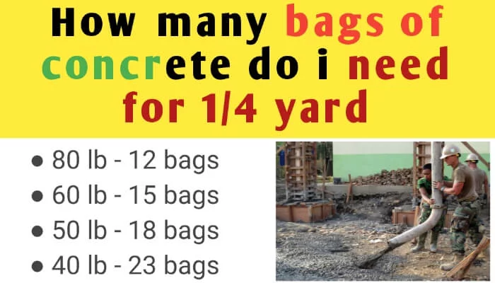 How many bags of concrete do I need for 1/4 yard