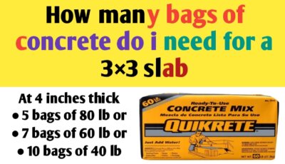 How many bags of concrete do I need for a 3×3 slab