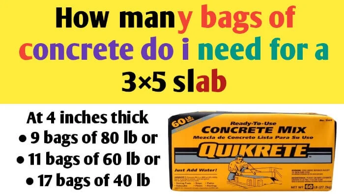 How many bags of concrete do i need for a 3×5 slab