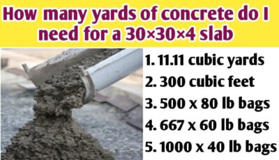 How many yards of concrete do I need for a 30×30×4 slab