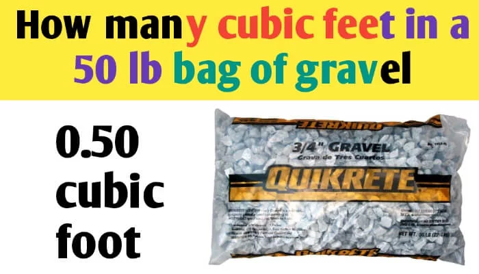 How many cubic feet in a 50 lb bag of gravel