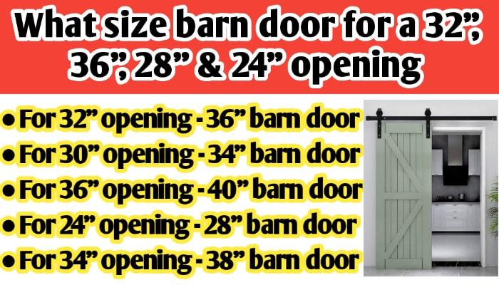 What size barn door for a 32", 28", 30", 34", 36" & 40 inch opening