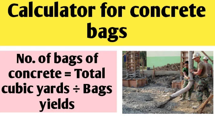 Calculator for concrete bags