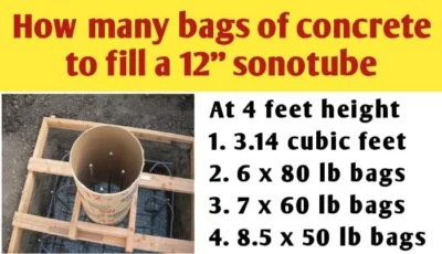 How much concrete do i need for a 12 inch Sonotube