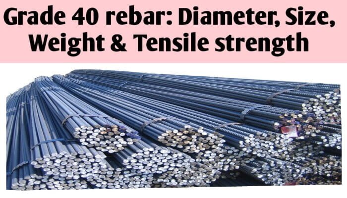 Grade 40 rebar: Diameter, Size, Weight & Tensile strength