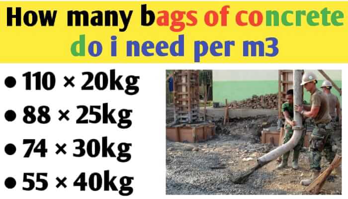 How many bags of concrete do i need per m3