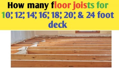 How many floor joists for 10', 12', 14', 16', 18', 20', & 24 foot deck