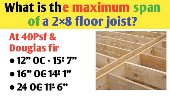 What is the maximum span of a 2×8 floor joist?