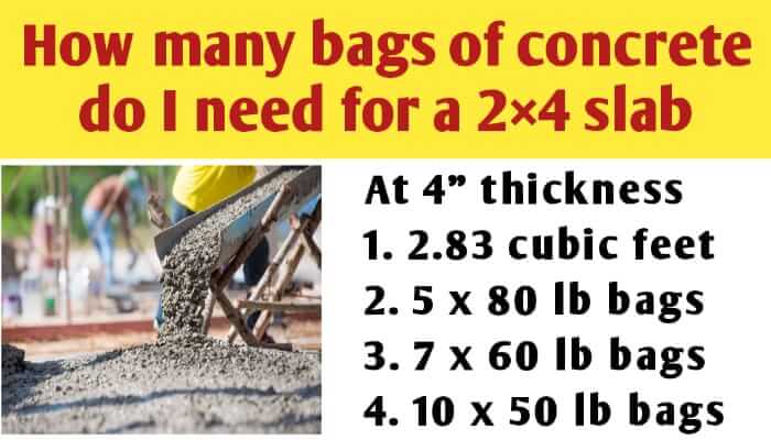 How many bags of concrete do i need for a 2×4 slab