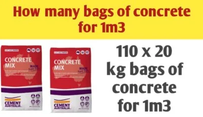 How many bags of concrete for 1m3