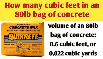 How many cubic feet in an 80lb bag of concrete