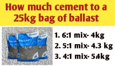 How much cement to a 25kg bag of ballast