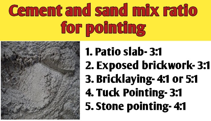 Cement and sand mix ratio for pointing
