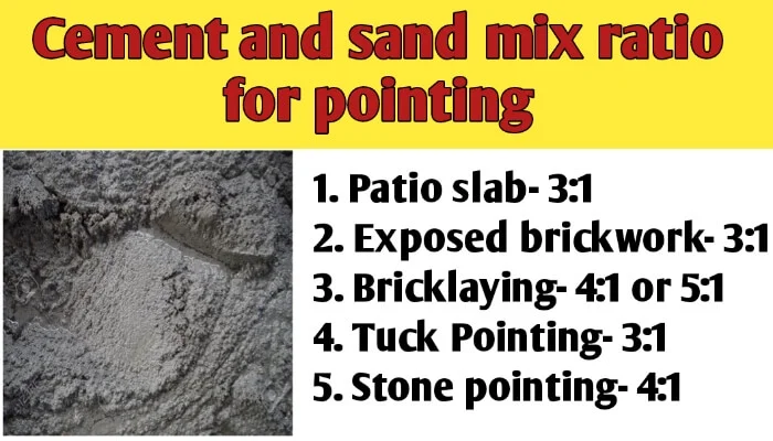 Cement and sand mix ratio for pointing